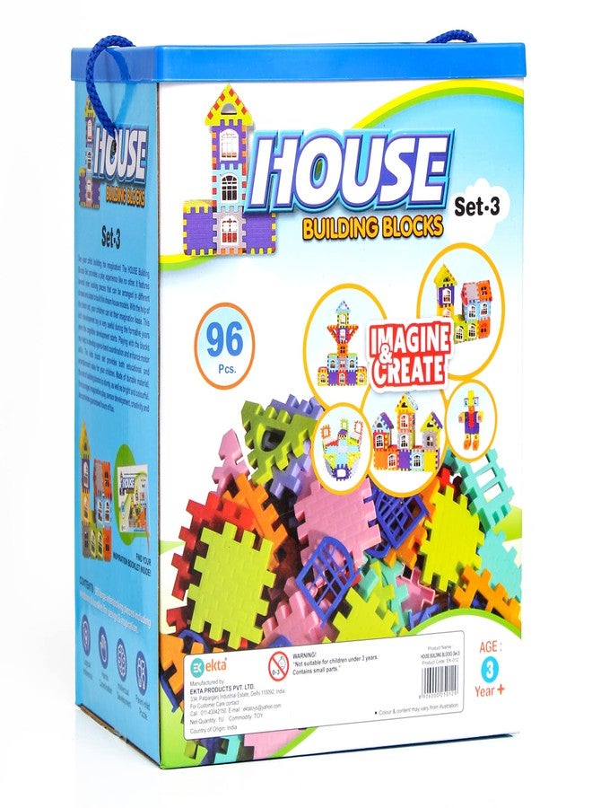 EKTA House Building Blocks with Windows Set-3, Building Blocks for Kids, Block Game for Kids (Multicolor, Big Size) - 96 Pieces - Image 5
